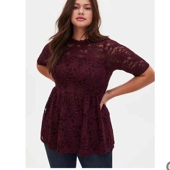 torrid Tops - Torrid Burgundy Purple Lace Babydoll Top NWT 3X